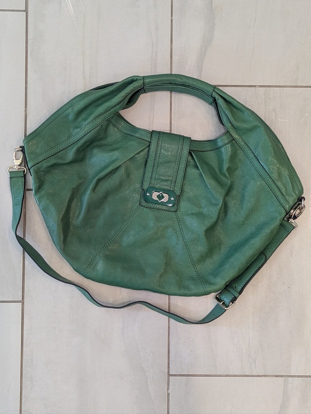 Hype Green Leather Hobo Shoulder Bag
